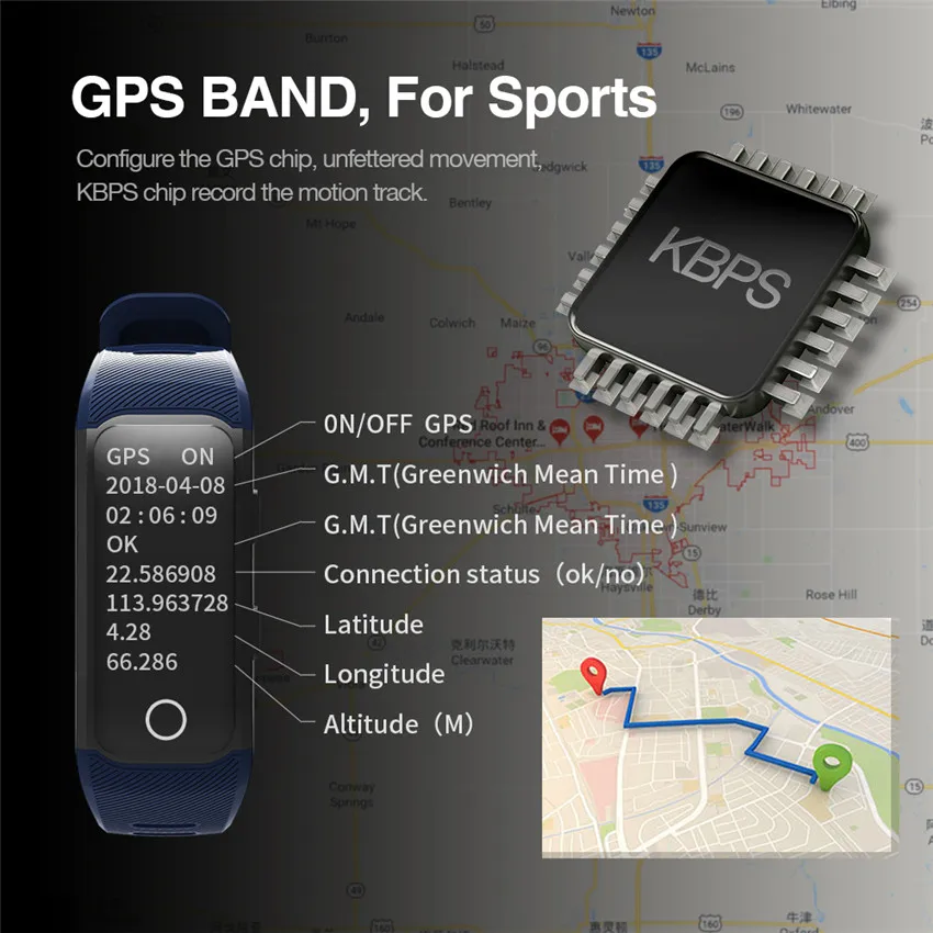 Обновленный цветной gps смарт браслет часы для плавания/бега/цикла фитнес трекер в
