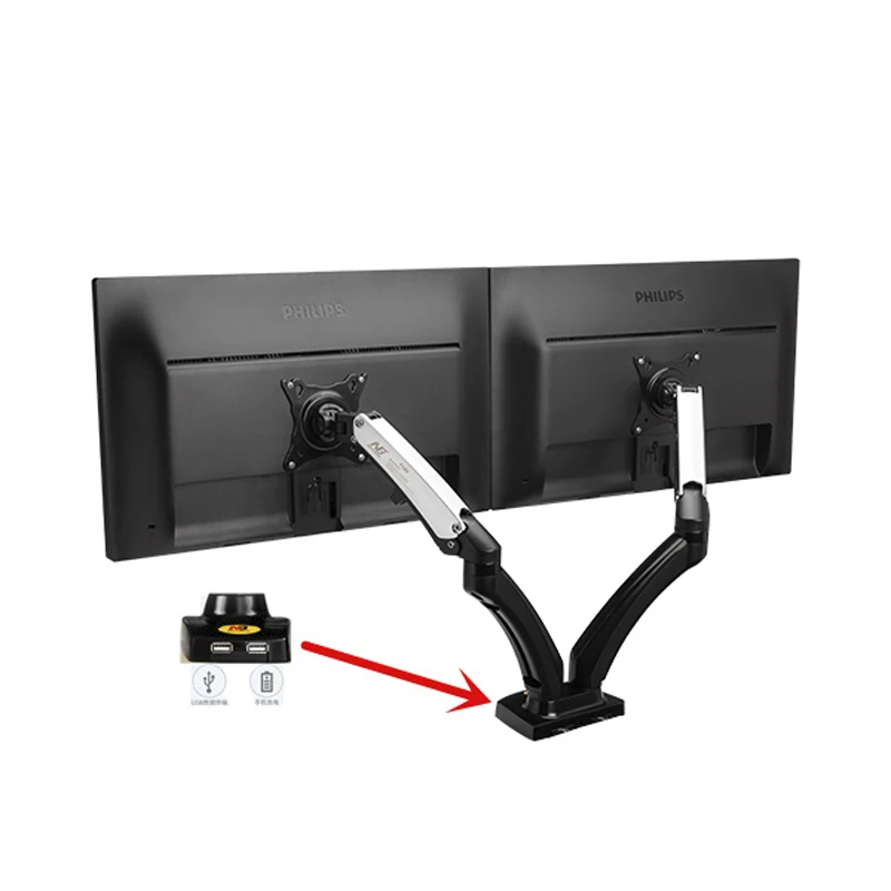 Газовая пружина из алюминиевого сплава с двойным экраном 17-27 дюймов настольная