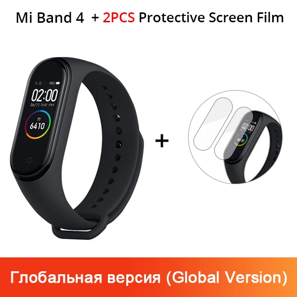 Xiaomi mi Band 4 новейший музыкальный Смарт mi band 4 браслет пульсометр фитнес 135 мАч цветной экран Bluetooth 5,0 - Цвет: GV N Film