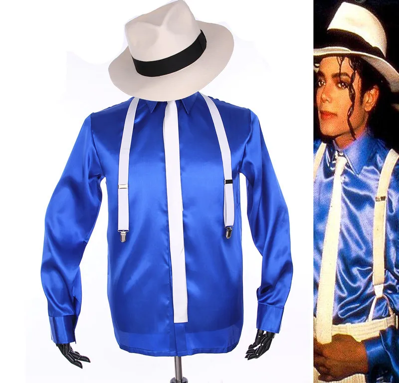 Hat Shirt Suspender Классический МД Майкл Джексон костюм Майкла Джексона на Хэллоуин классические белые полосы обтягивающие вечерние повседневные костюмы полный наряд - Цвет: Hat Shirt Suspender