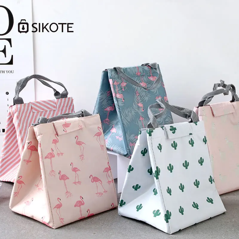 SIKOTE Холщовая Сумка для обеда, переносная изоляционная коробка для обеда для пикника, Термосумки для студентов, женские сумки для обеда, милый стиль