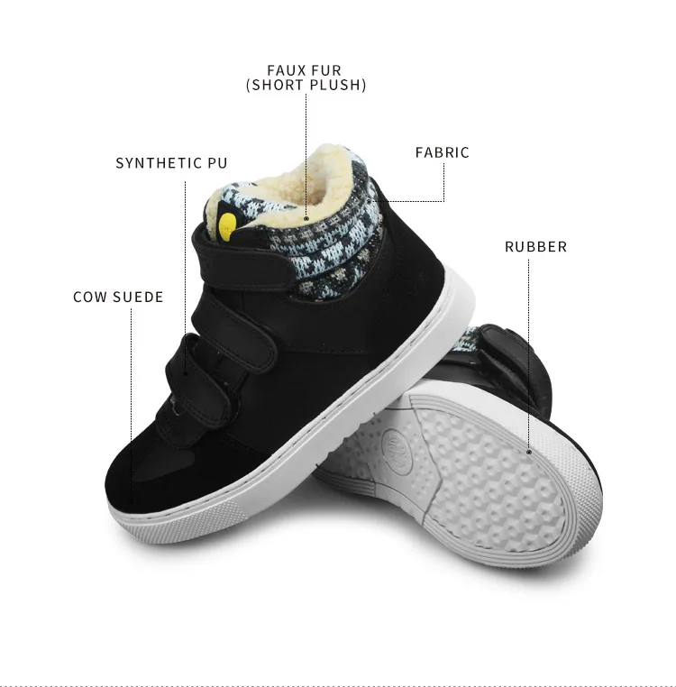 Теплые детские зимние ботинки с бархатной подкладкой лыжные ботильоны на меху