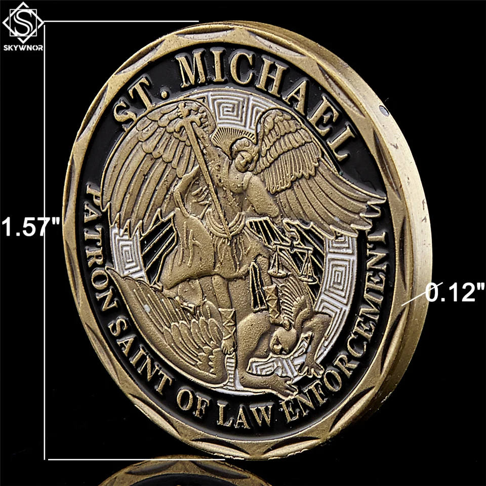 St Michael Archangel полицейский и бронзовый Сувенирный вызов монеты США W/роскошная