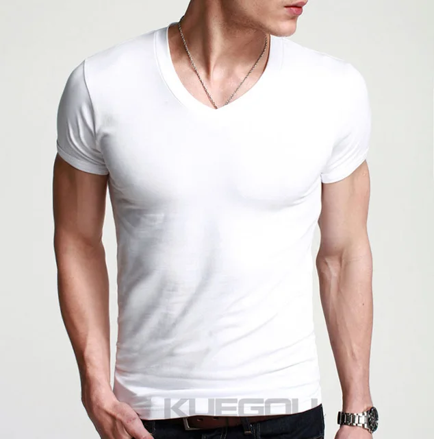 Men's V Neck T-Shirt Fashion Slim Fit 