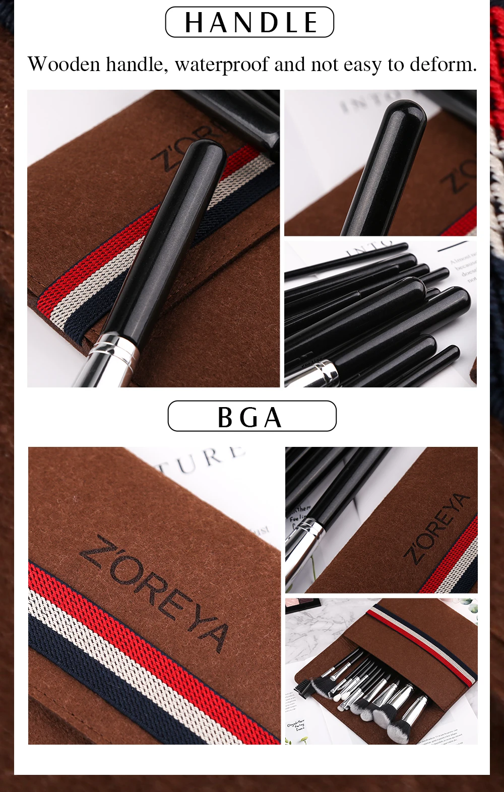 ZOREYA, кисти для макияжа, 12 шт., набор кистей для макияжа, пудра, контур, основа, тени для век, растушевка, кисть для губ