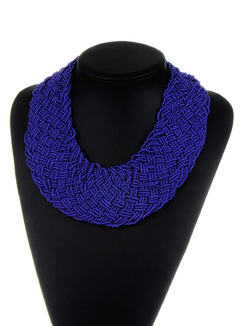 deep purple choker Жини Винтажный мульти-нить с семенами бисерные Чокеры в готическом стиле плетеное ожерелье бусы Популярные нагрудник массивное бисерное ожерелье s для женщин - Окраска металла: deep purple choker