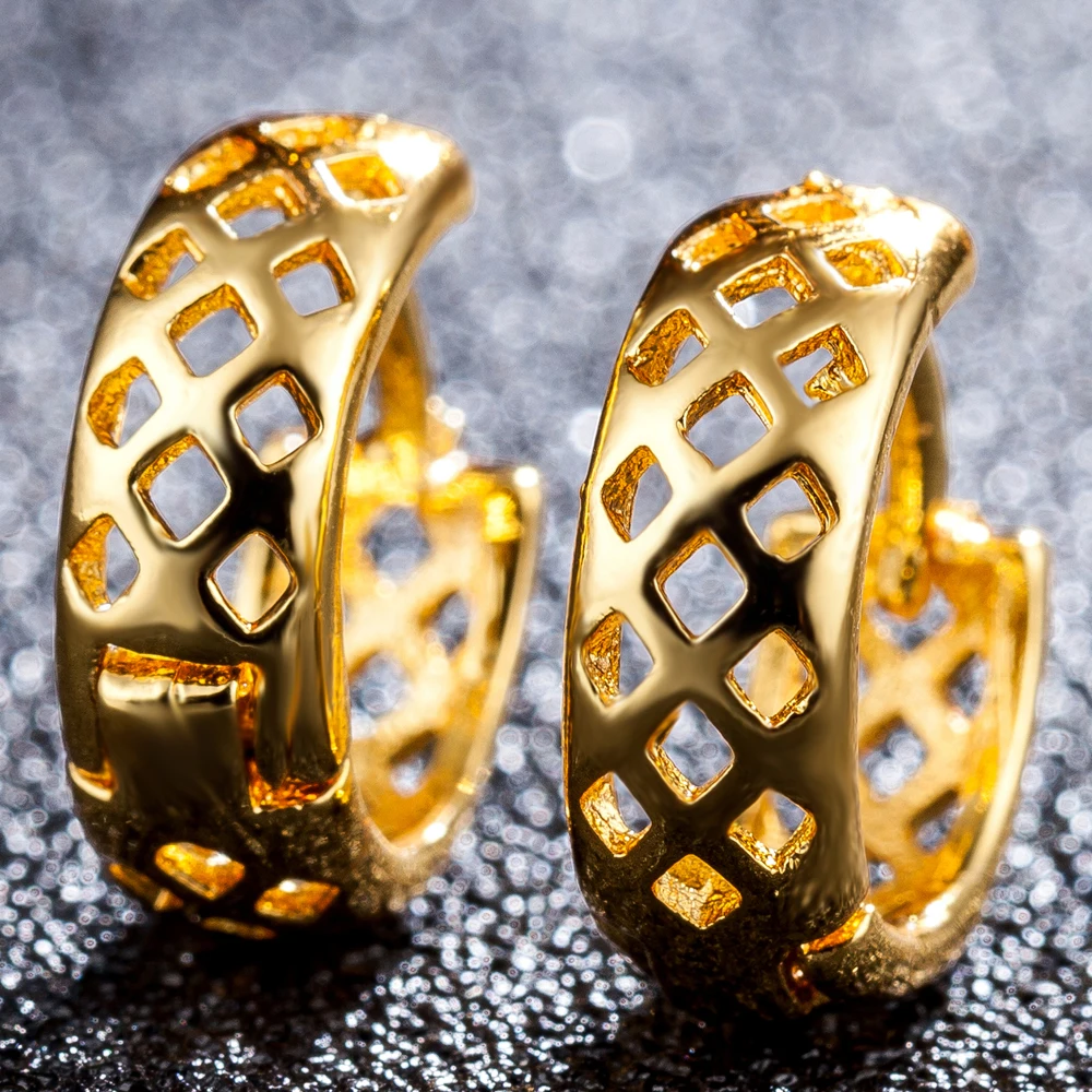 TJP популярные женские полые серьги кольца аксессуары квадратные золотые для