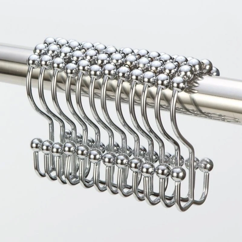 Металлический двойной ролик скольжение душ занавеска кольцо крючки хром 8 Крючки