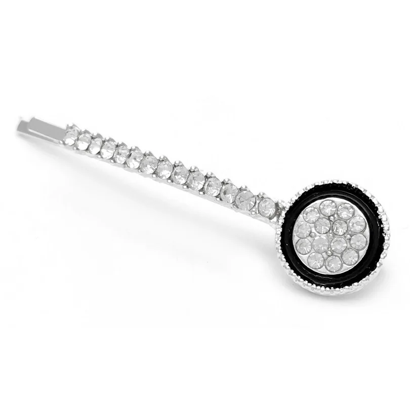 silver plated 1 шт. круглые заколки для волос со стразами заколки для волос черные капельные масла круглые хрустальные заколки для волос заколки аксессуары для волос для женщин - Окраска металла: silver plated