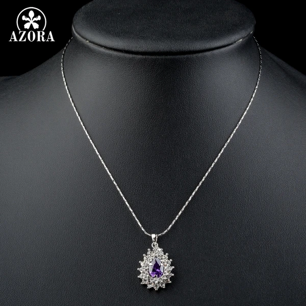 Азора сверкающие фиолетовый камень кубический цирконий подсолнечник подвеска
