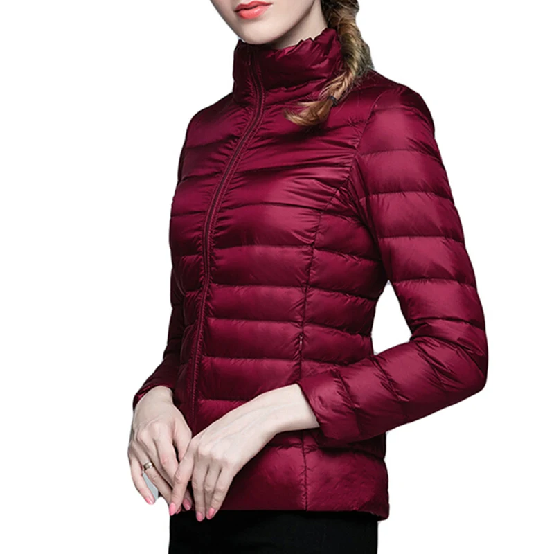 Осенне зимняя женская Ультралегкая пуховая куртка на белом утином пуху легкая
