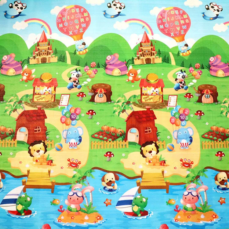 Детский игровой коврик, 200*180*0,5 см/1 см, для ползания, двойная поверхность, Детский ковер, креативный мультяшный дизайн, развивающий коврик для детей, игровой коврик