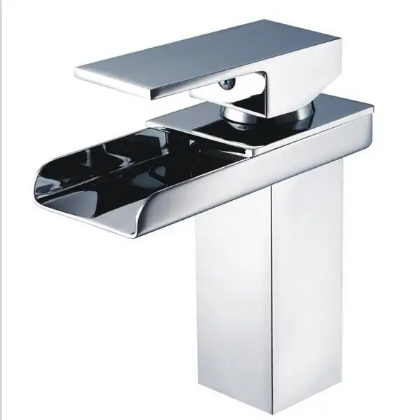 Смеситель для умывальника с одной ручкой из хромированной латуни|waterfall basin