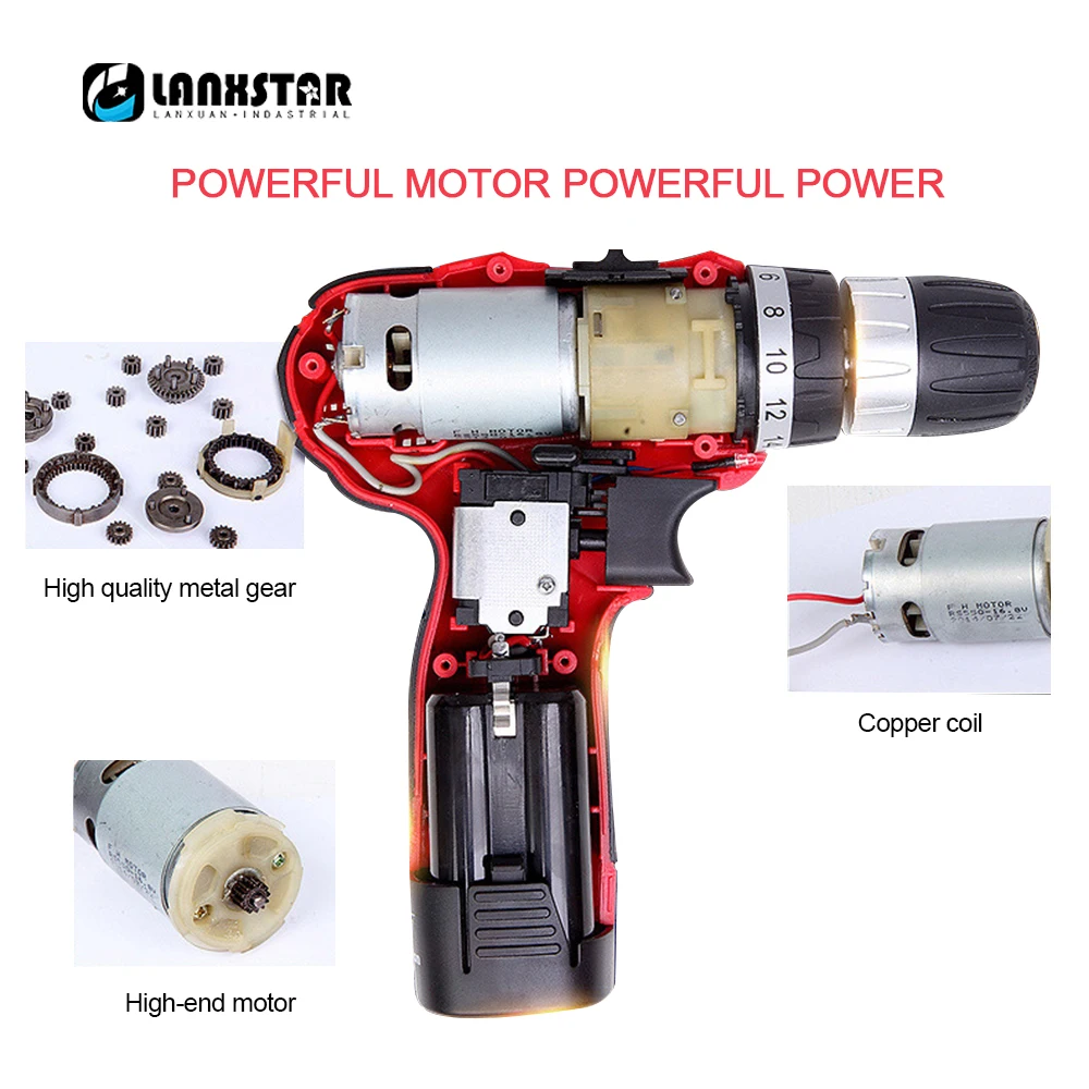 LANXSTAR 12v 16 8 v Беспроводная Ионная Аккумуляторная электрическая дрель батарея