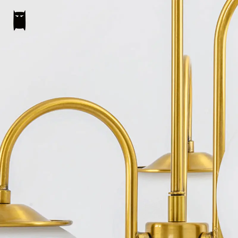 Золотой Железный молочный стеклянный шар шаровой люстра светильник современная