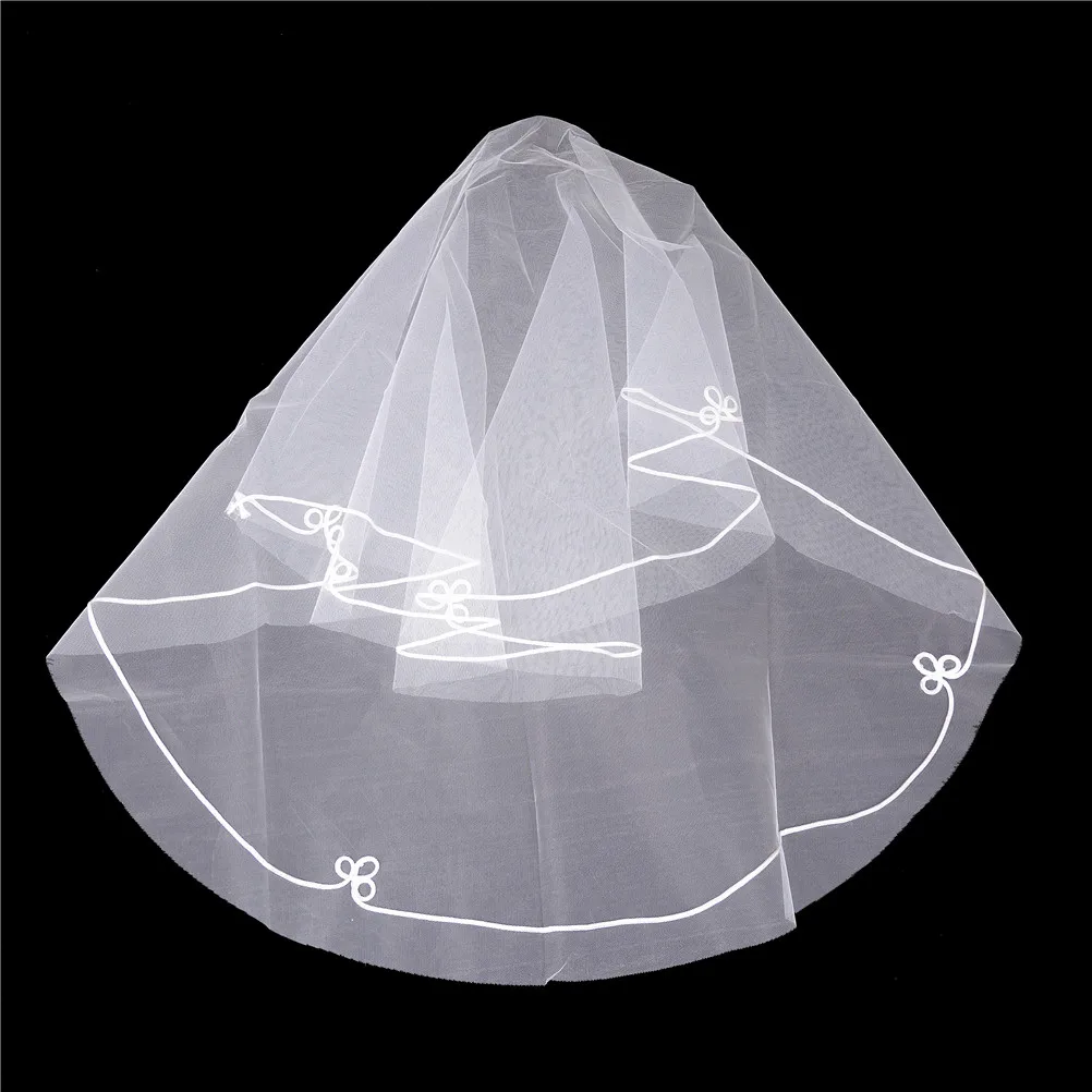 Двухслойная лента с краями белого цвета и слоновой кости Свадебная Фата 2