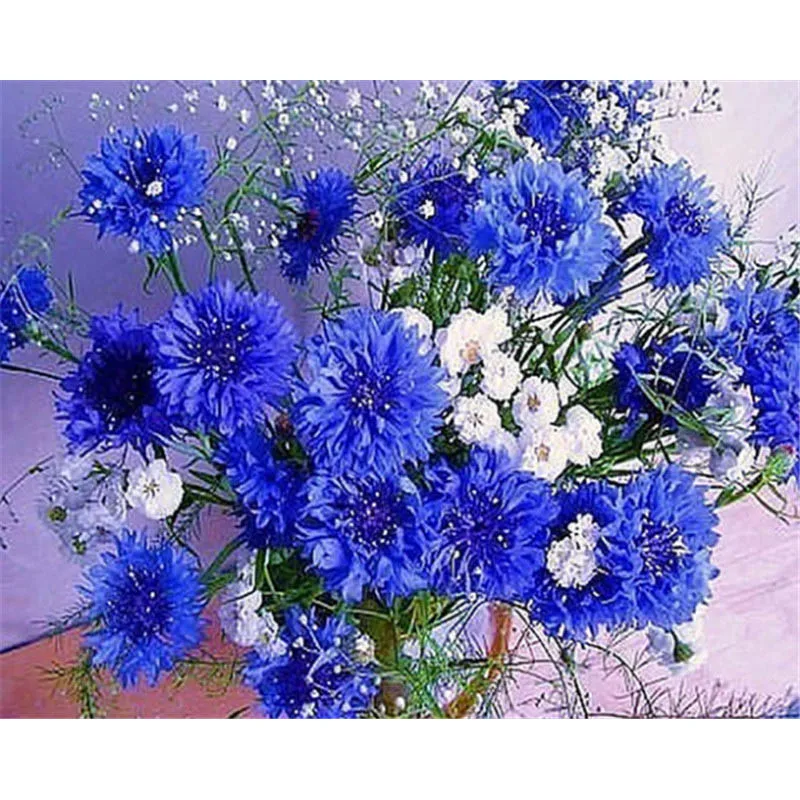 2 Алмазная мозаика, полная квадратная Алмазная вышивка, пейзаж, алмазная живопись, вышивка крестом, цветы "Германия, синий василек", декор Y2 - Цвет: 2