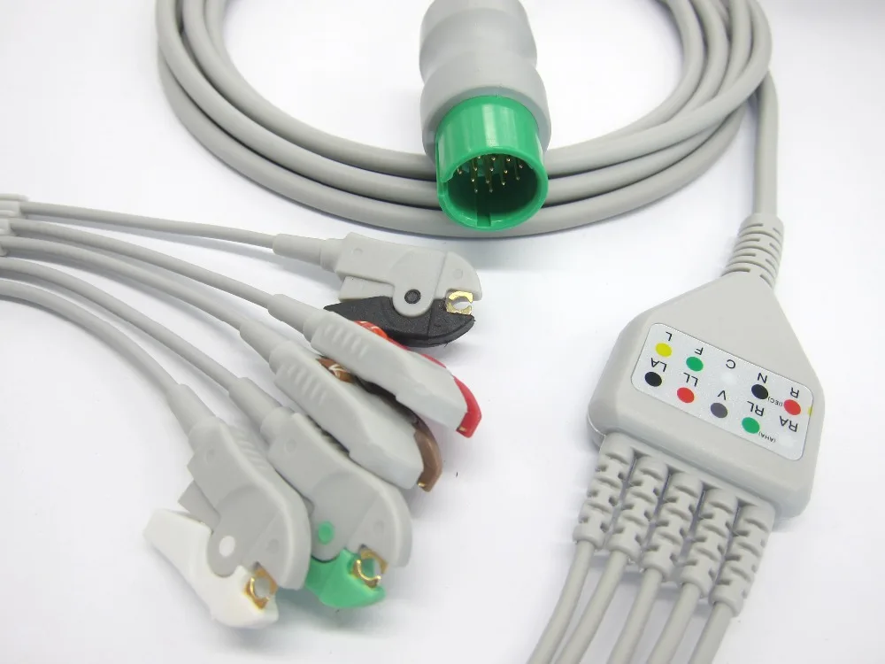 Цельный ECG кабель с 5 контактным зажимом для монитора Человека паука|cable ecg|cable forcable