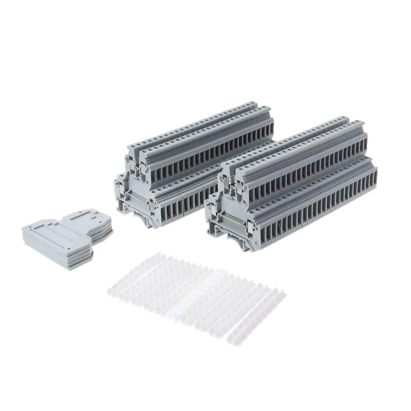 

50 Pcs UKK3 DIN Rail Double Level Dual Row Terminal Block 500V 25A 28-12AWG Gray #Aug.26