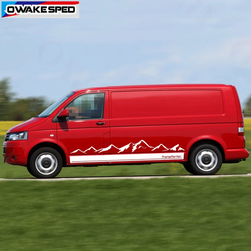 Горная Графика Наклейка автомобиля Стикеры для Volkswagen Transporter T4 T5 T6 Спорт на открытом воздухе California Авто кузова двери боковые полосы