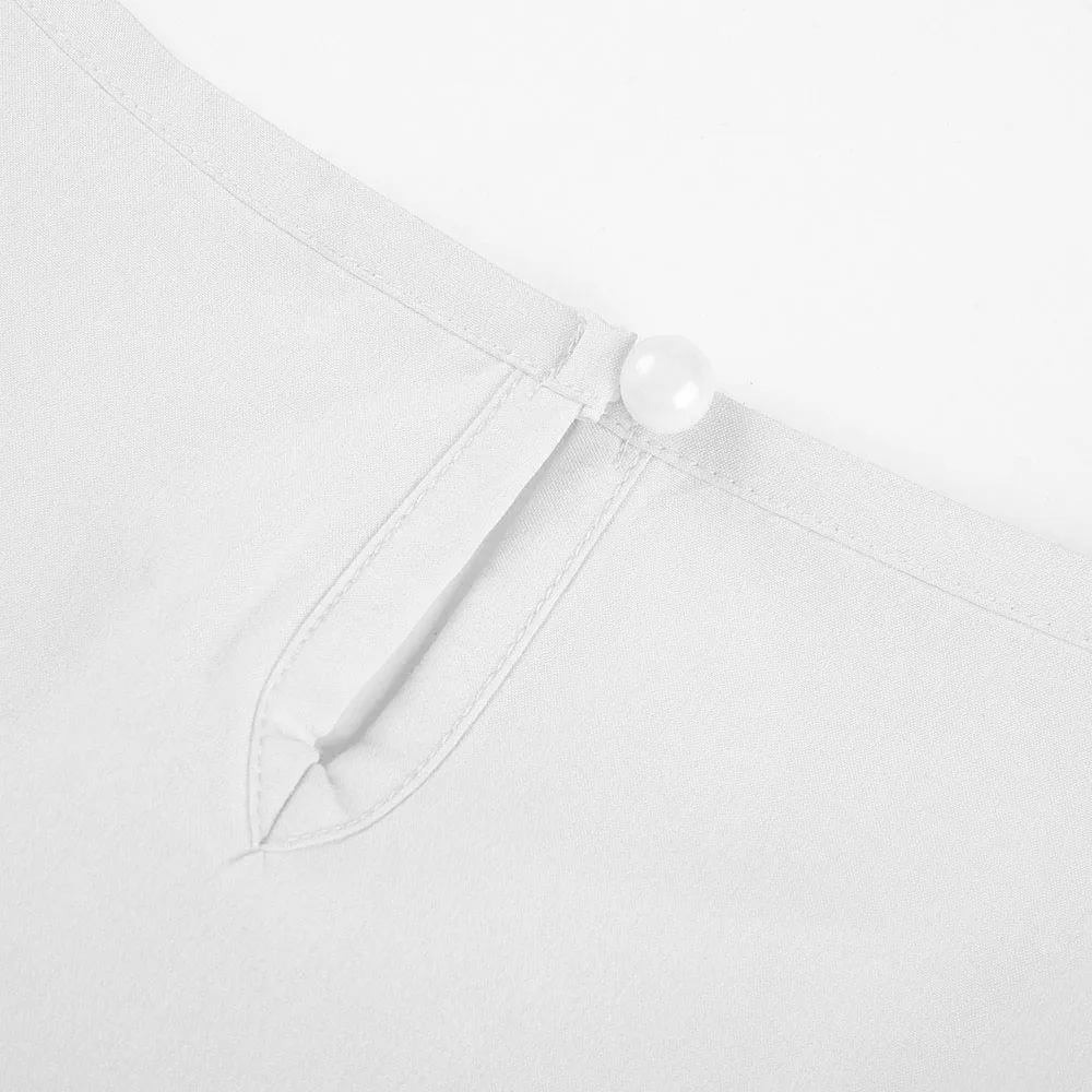 Feitong Летняя мода женские новые одноцветные вышитые круглый воротник блузки повседневные рубашки гофрированные рукава шифоновые топы