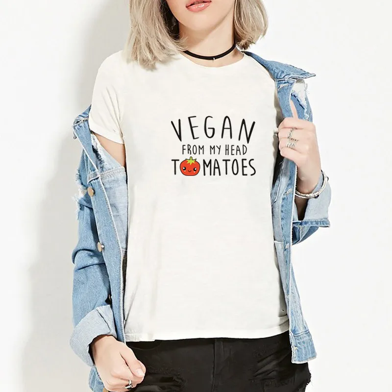 Новинка Vegan женская футболка с надписью My Head Tomatoes забавная унисекс коротким