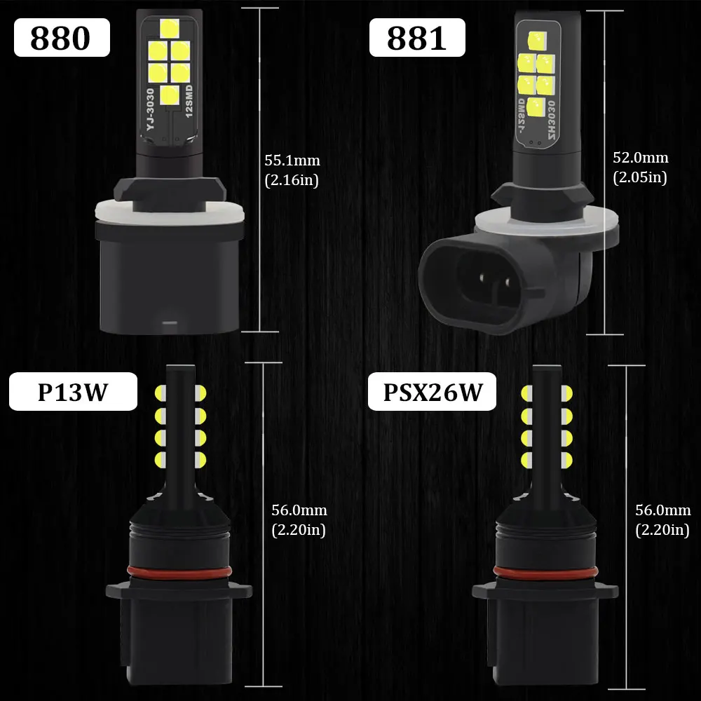 KAMMURI PSX26W P13W светодиодный h27w2 h27w/2 светодиодный лампы h27w 881 h27w1 h27w/1 Автомобильный светодиодный Противотуманные фары лампы Авто дневные ходовые огни DRL 12V