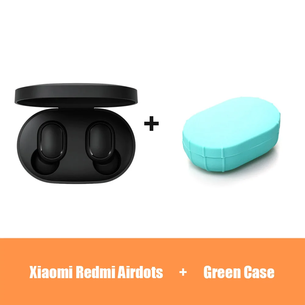 Air Add Green Case Xiao mi jia Red mi AirDots беспроводная Bluetooth гарнитура mi умные наушники - Цвет: Air Add Green Case