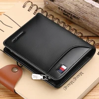 williampolo men wallet short credit card holder genuine leather multi card case organizer purse with zipper pocket portable