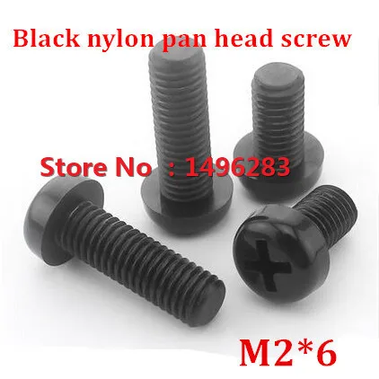 

300pcs/lot M2*6 Black Nylon Pan Head Socket Screw Metric Threaded Machine Screw / Bolt