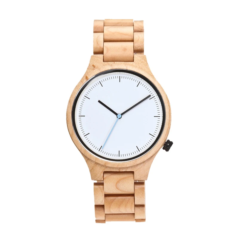 White Dial Female ALK VISION натуральный клен мужские часы для женщин простой деревянный циферблат лицо деревянный ремешок кварцевые часы для влюбленных relogio feminino - Цвет: White Dial Female