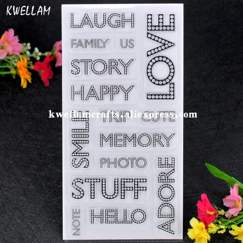 LOVE LAUGH FAMILY US STORY HAPPY Scrapbook DIY photo cards account rubber stamp clear transparent 11x20cm 7062218 | Дом и сад
