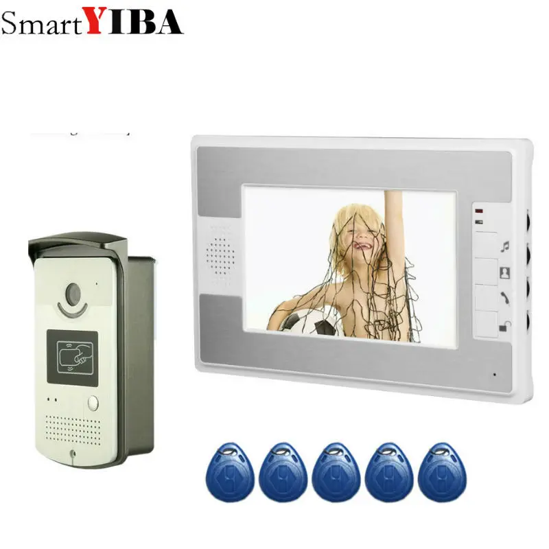 

SmartYIBA 7'' Color Video Intercom Visual Speakerphone RFID Unlock Camera IR Night Doorphone Doorbell Kits