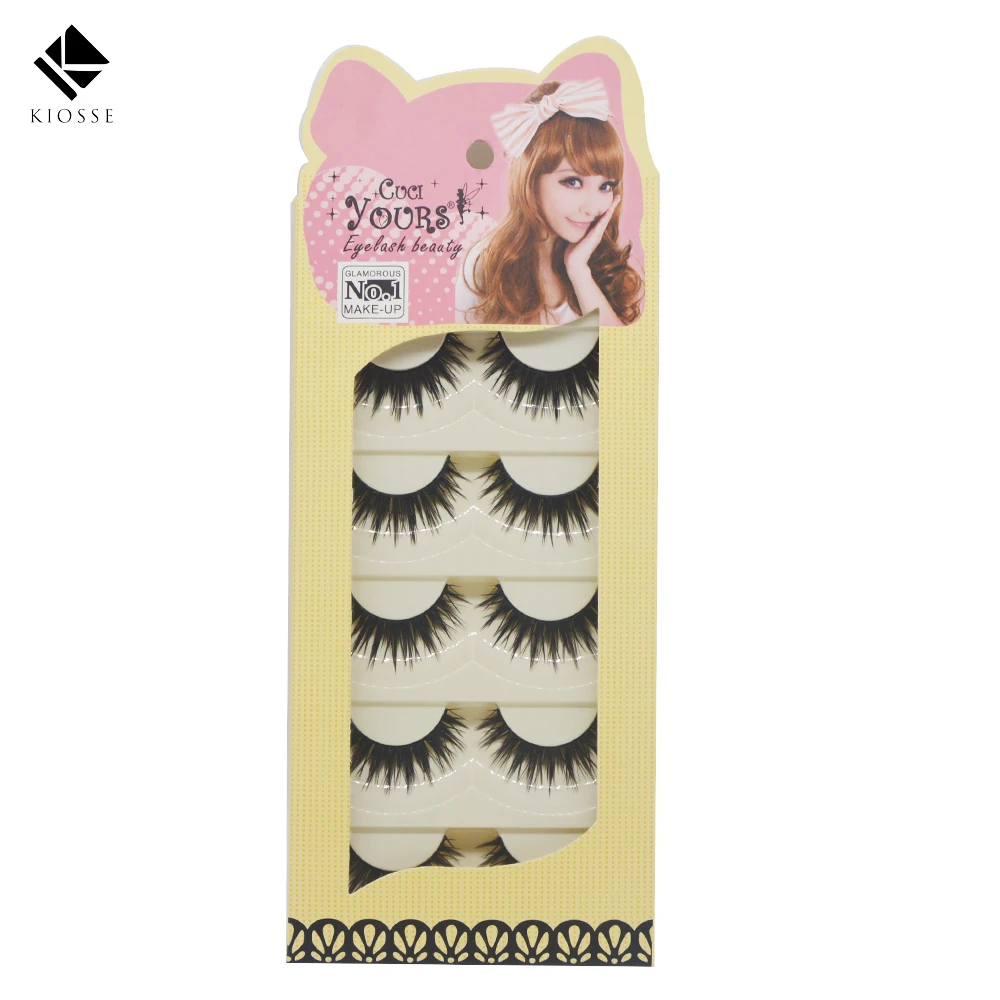 5Pair long cross False Eyelashes Makeup Cilia Beauty tool Thick Eyelash Women Cotton Stalk Professional eyelashes A045 | Красота и