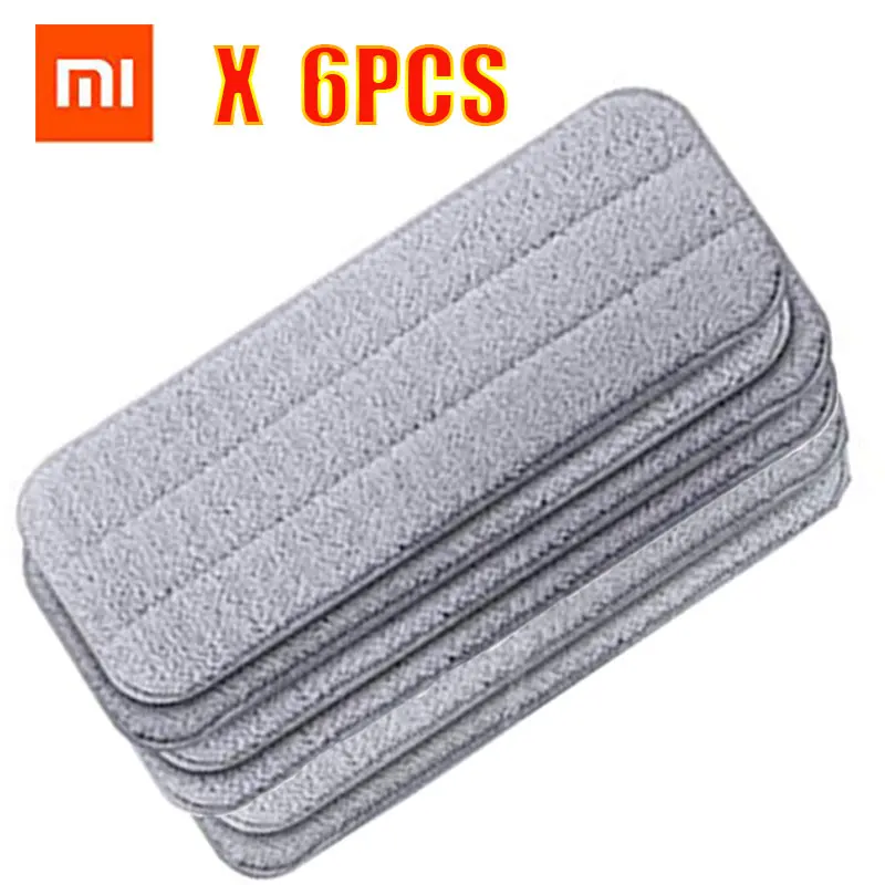 6pcs Xiao mi jia Deerma сменная Швабра для mi jia водяная распылительная Швабра 360 Вращающаяся Чистящая тканевая головка деревянные из карбонового волокна ткань C2 - Цвет: 6pcs