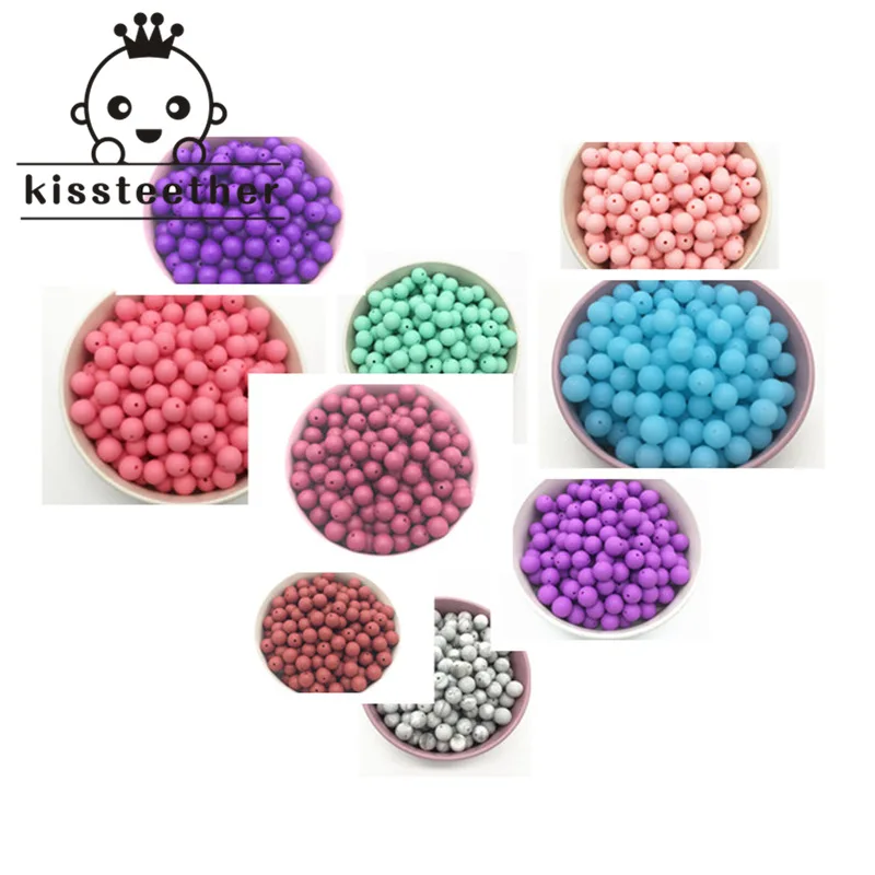 Cuentas redondas de silicona de grado alimenticio para beb&eacute;, abalorios de colores mixtos naturales de 0,47 "(12mm), juguetes para morder, collar/pulsera para beb&eacute; DIY-1