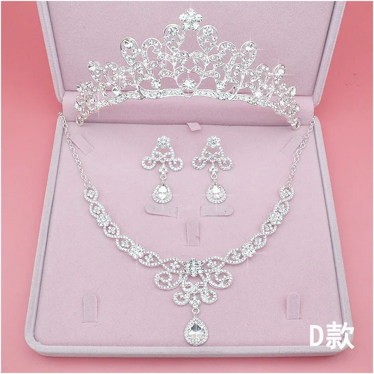 

Rhinestone Wedding Crowns and Tiaras Hair Jewelry Set For Bride Necklace Earrings Women Headbands Headwear