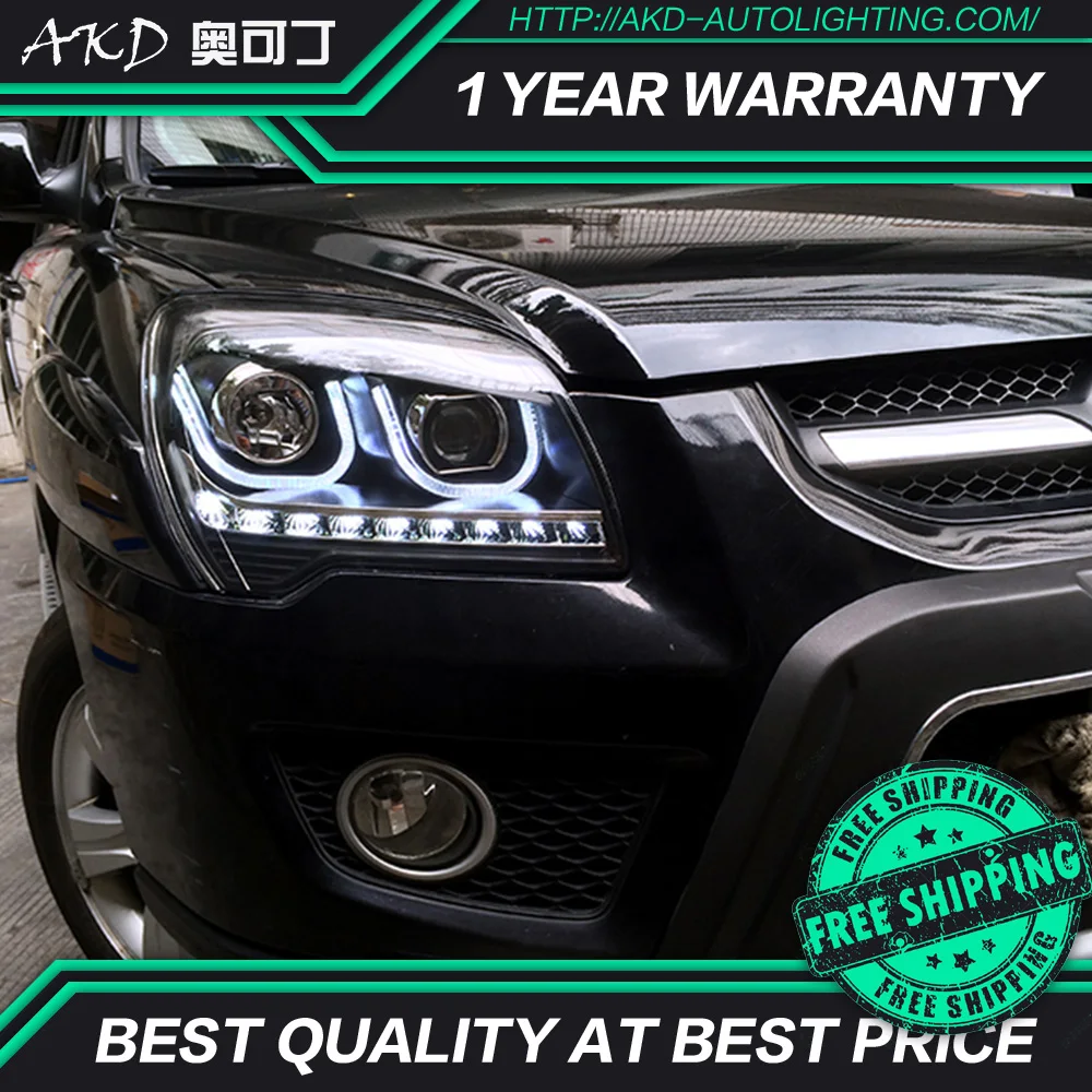 AKD Тюнинг автомобилей фары для KIA Sportage 2007-2013 светодиодные фары DRL ходовые огни биксеноновые фары Противотуманные фары с ангельскими глазками авто