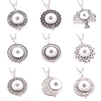 snap jewelry metal crystal rhinestone snap button necklaces 18mm snap pendant necklace for women girls diy jewelry