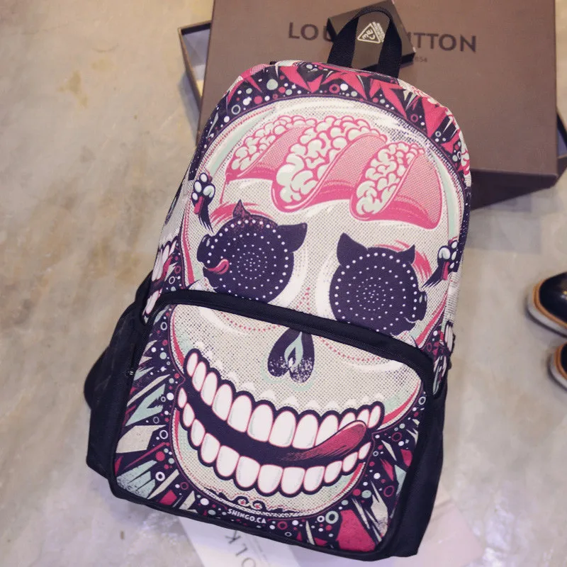 Personality graffiti skull student bag Fashion human skeleton personality Backpacks casual unisex backpack Trend Travel Bag | Багаж и