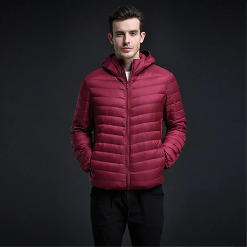 Куртка мужская коротсветильник на белом утином пуху с длинным рукавом
