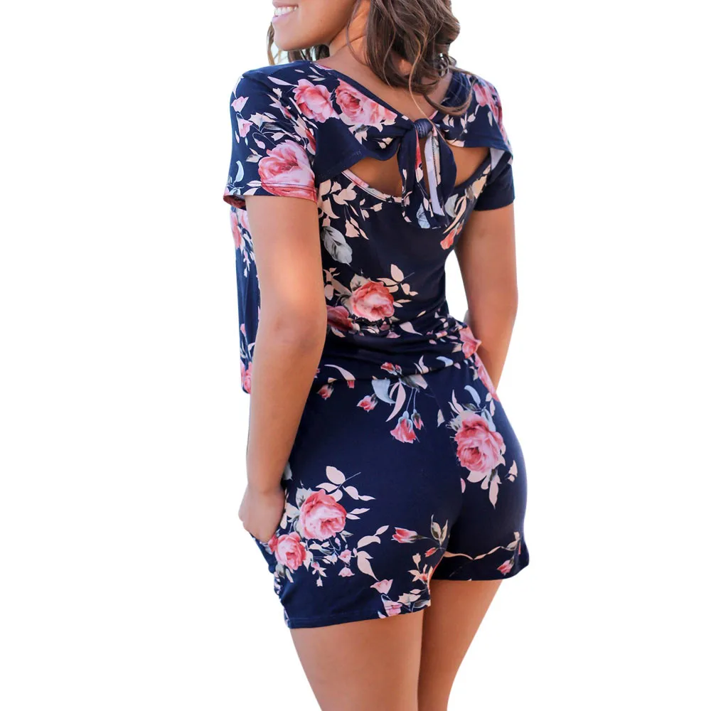 Женский винтажный комбинезон boho Свободный Повседневный с коротким рукавом и