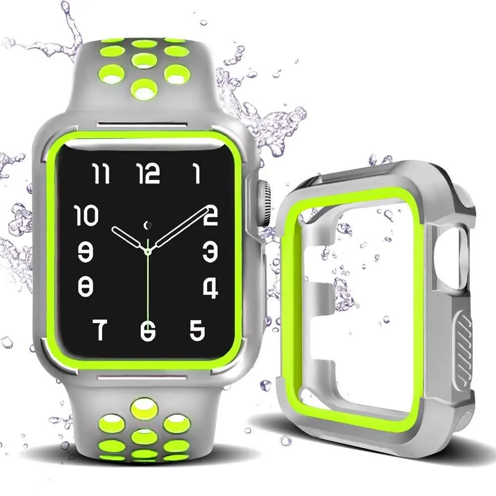 Silver-Yellow Наручных часов Apple Watch, версии с Чехол 38-42, не замненная Мягкий защитный чехол силиконовый спортивный ремешок для смарт-часов Series4/3/2/1 Nike Sport Edition - Цвет ремешка: Silver-Yellow
