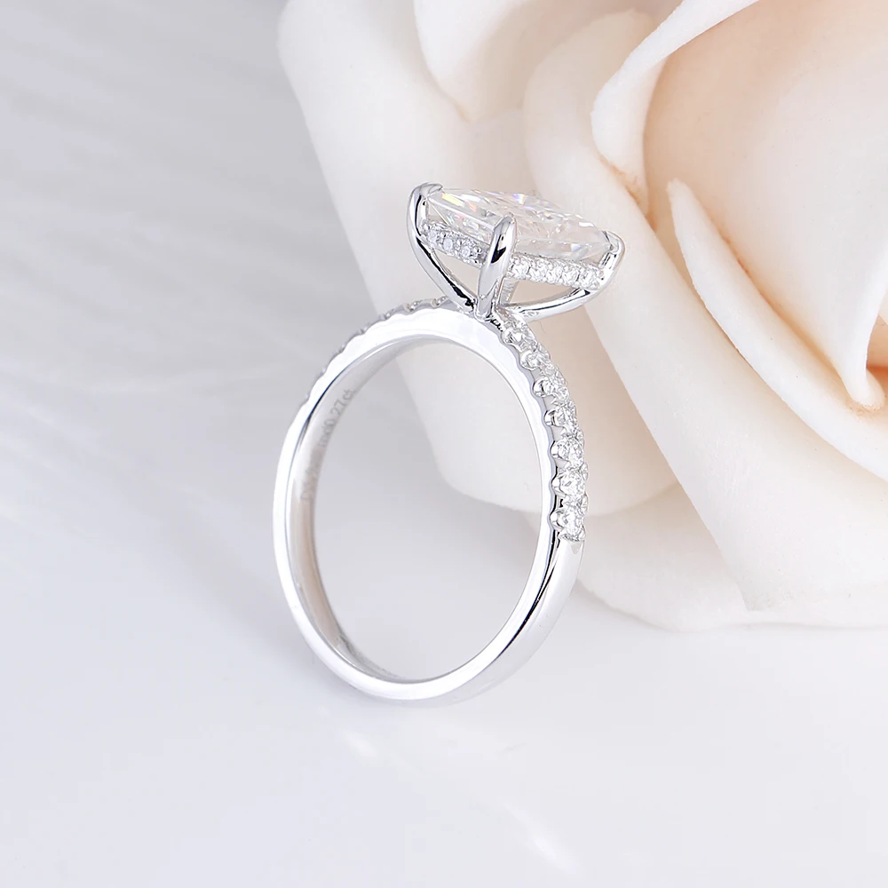 Transgems 14K белое золото 1.8ct 6X8mm F Цвет огранка Радиант Муассанит Обручение кольцо под Halo|Кольца| |