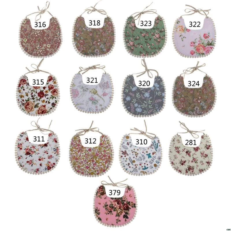Baby Tassel Saliva Towel Floral Vintage Newborn Photography Double Side Bibs Boys Girls Props Bandana Countryside Costume Kids
