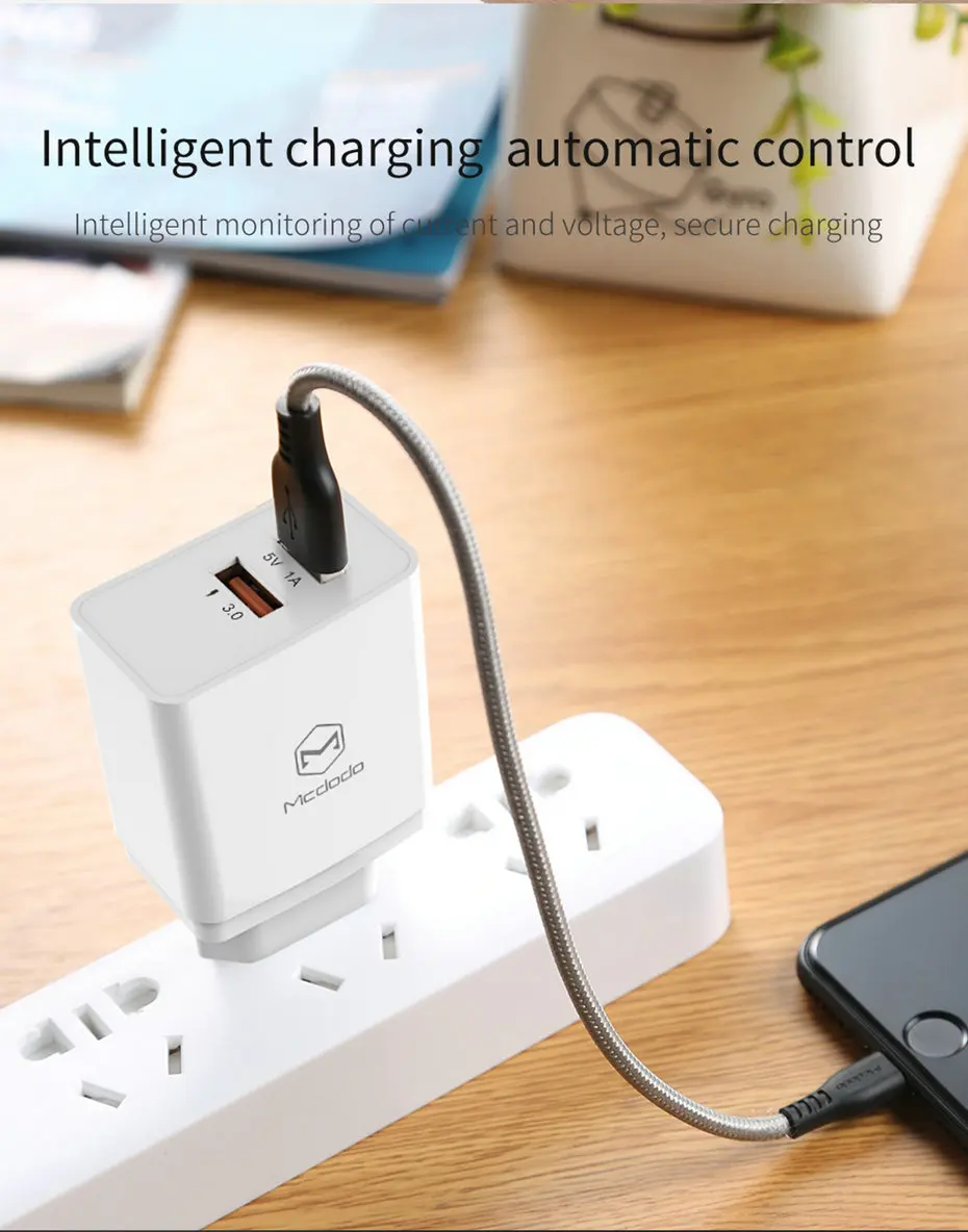 Mcdodo QC 3,0, двойное зарядное устройство USB, настенный адаптер для путешествий, зарядное устройство Qualcomm Qc3.0 для Sumsang, Xiaomi, huawei, EU, зарядное устройство для мобильного телефона