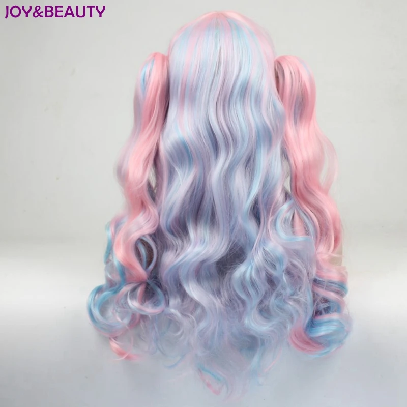 JOY& BEAUTY, Два конских хвоста, волнистые, конский хвост, зажим, парик, синтетические волосы, термостойкие, смешанные цвета, косплей, парики для женщин, голубой, розовый