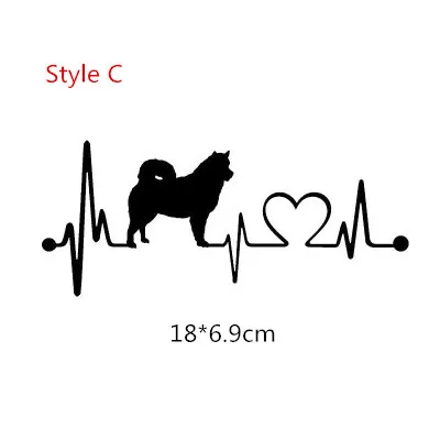 Style C Black 1х автомобильный стикер собака самоед сердцебиение такса, чихуахуа аляскан спасательный кузов машины окно стикер виниловая наклейка на машину-Стайлинг - Название цвета: Style C Black
