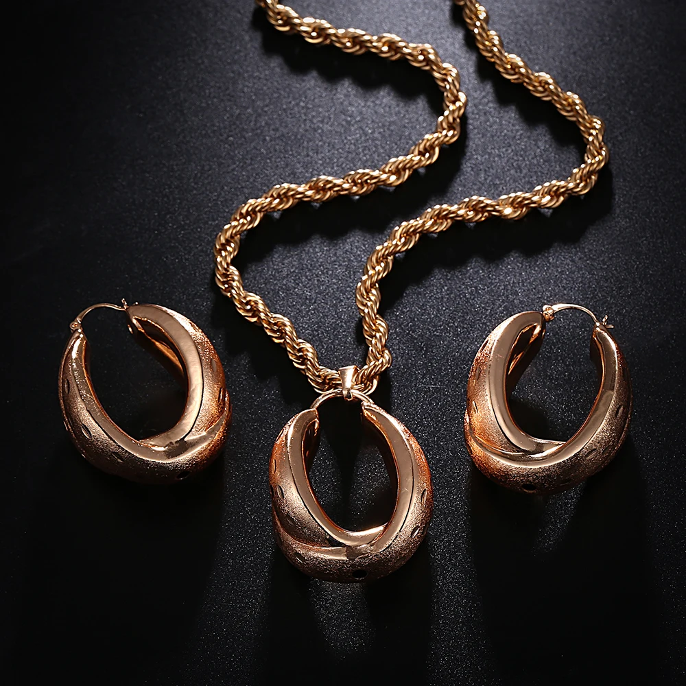 Модные женские серьги кольца Ethlyn золотого цвета в нигерийском стиле ожерелье с