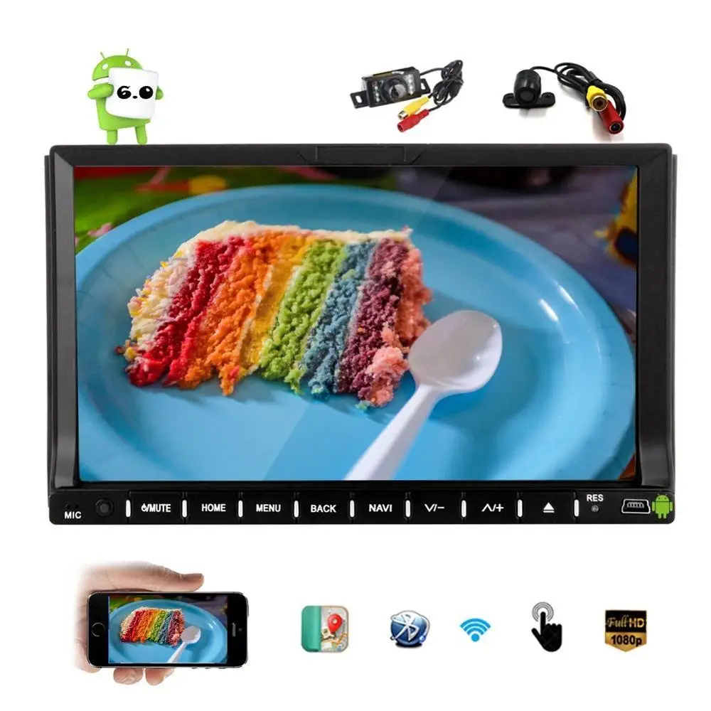 Фронтальная и задняя камера + четырехъядерный автомобильный dvd плеер Android 6 0